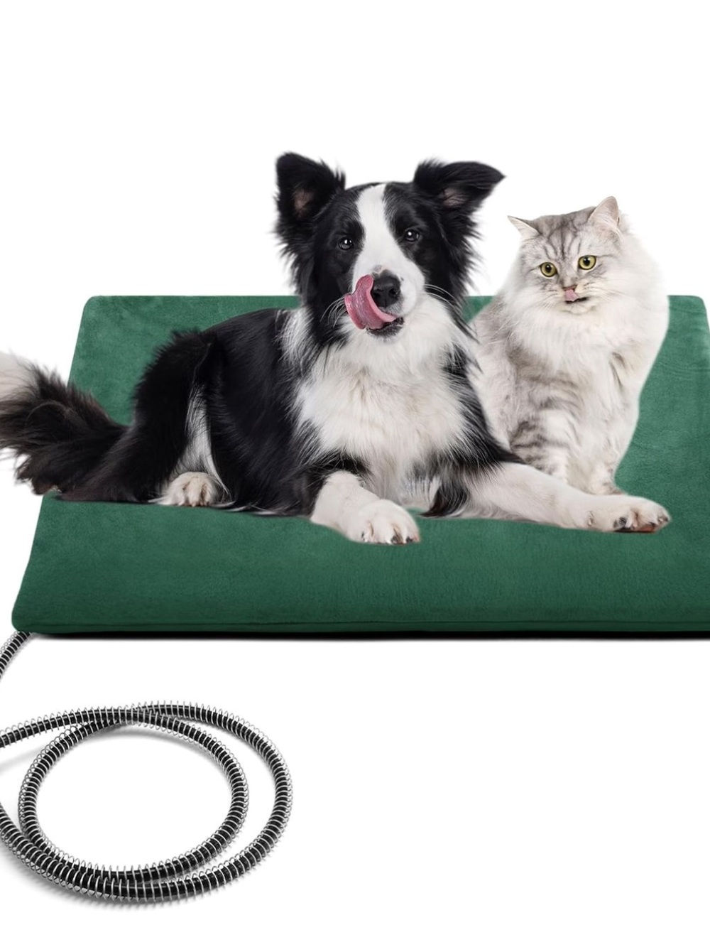 Green Pet Heated Pad - Plush Cover
